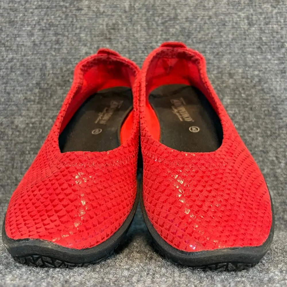 Arcopedico Red Knit Comfort Travel Walking Slip On Ballet Flats Shoes Womens 9